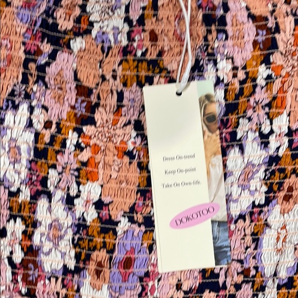 Orange and Purple Floral Jumpsuit with Wide-Leg Design - Picture 3 of 3